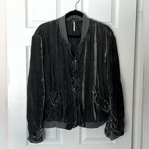 Free People Crushed Velvet Bomber Jacket